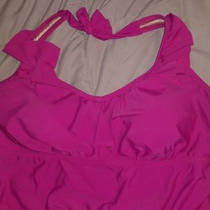 Bright Pink Halter Swim Dress
